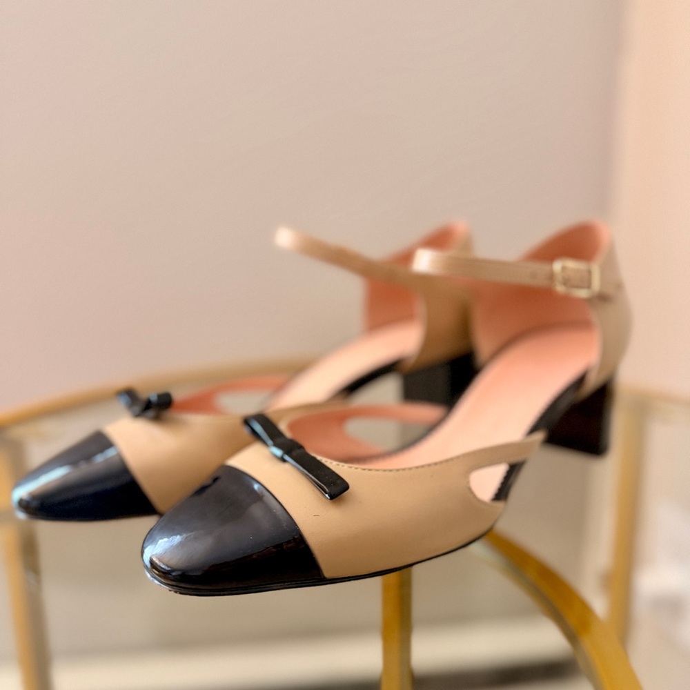 J. Crew Beige and Black Heels Sz. 7.5
